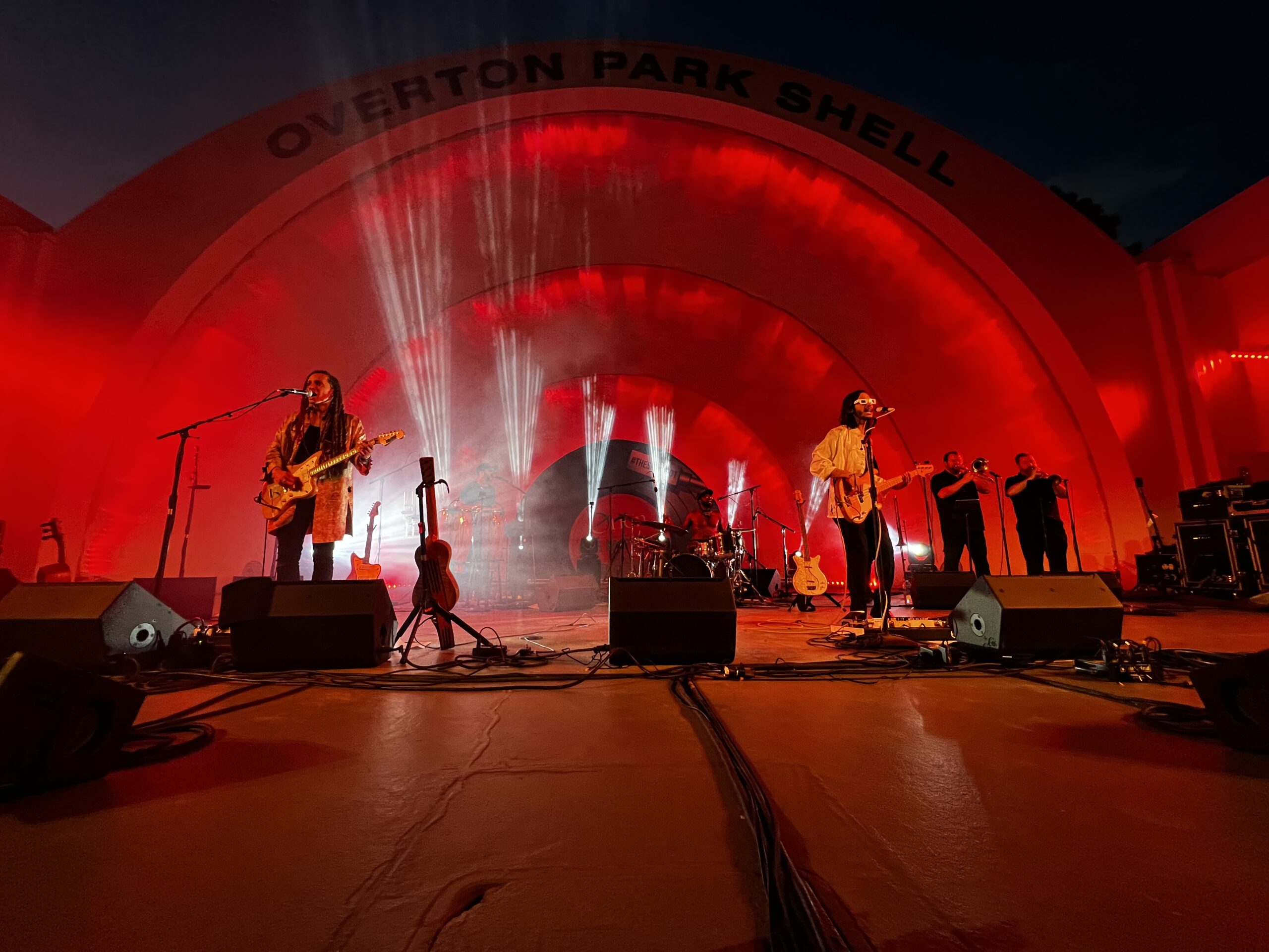 Live show at Overton Park Shell with red stage lights
