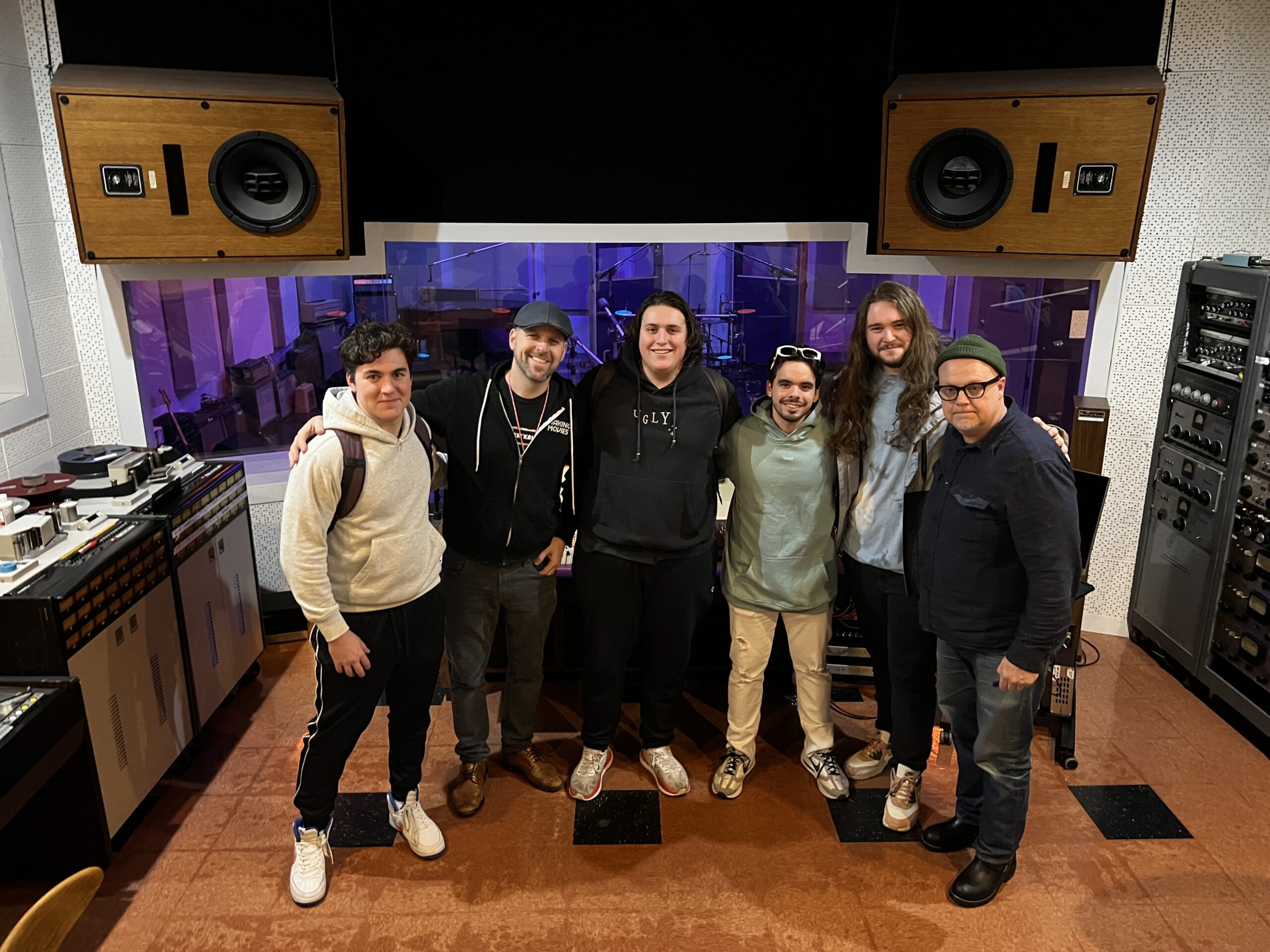 Group session in the studio with purple lights